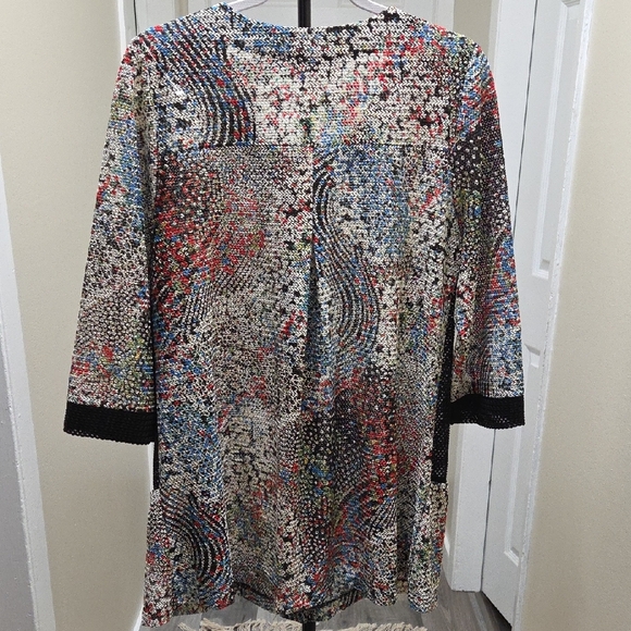 Joseph Ribkoff Multicolor Mesh Abstract Tunic - Picture 7 of 8